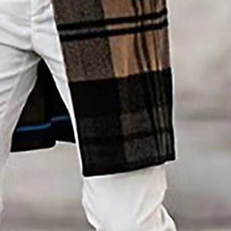 Men Casual Plaid Woolen Overcoat Autumn Winter New Mid Length Loose Comfortable Elegant Fashionable Versatile Woolen Overcoat XJ250809