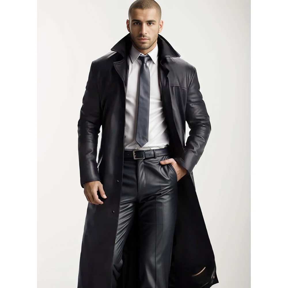 Autumn new mens fashionable solid color leather jacket extended mens leather jacket W250809