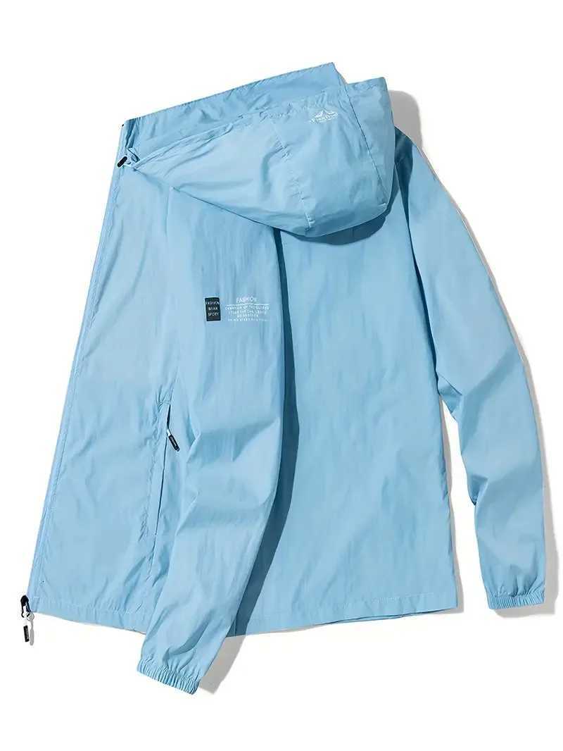 Mens Lightweight Breathable Sun Protection Jacket - Long Sleeve Hooded Outdoor Jacket for Running and Hiking Summer Casual Wear W250809