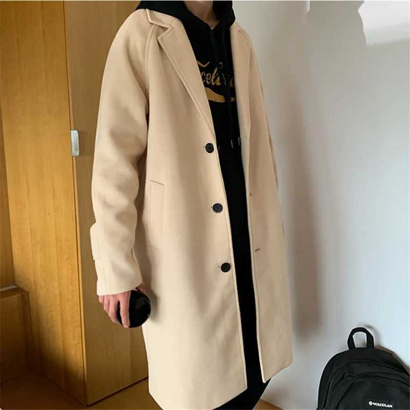 2025 Men Korean Fashion Winter Jacket Coats Wool Coat Mens Oversized Harajuku Overcoat Male Japanese Streetwear Jackets XJ250809