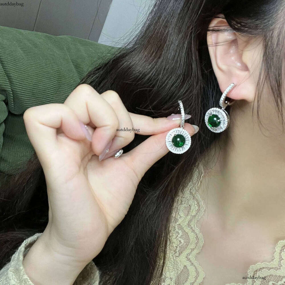 2025 Choucong Brand New Unique Dangle Earrings Jewelry Sterling Sier Circle Emerald Jade Pave 5A Zircon CZ Dia Party Women Wedding Drop Earring Gift