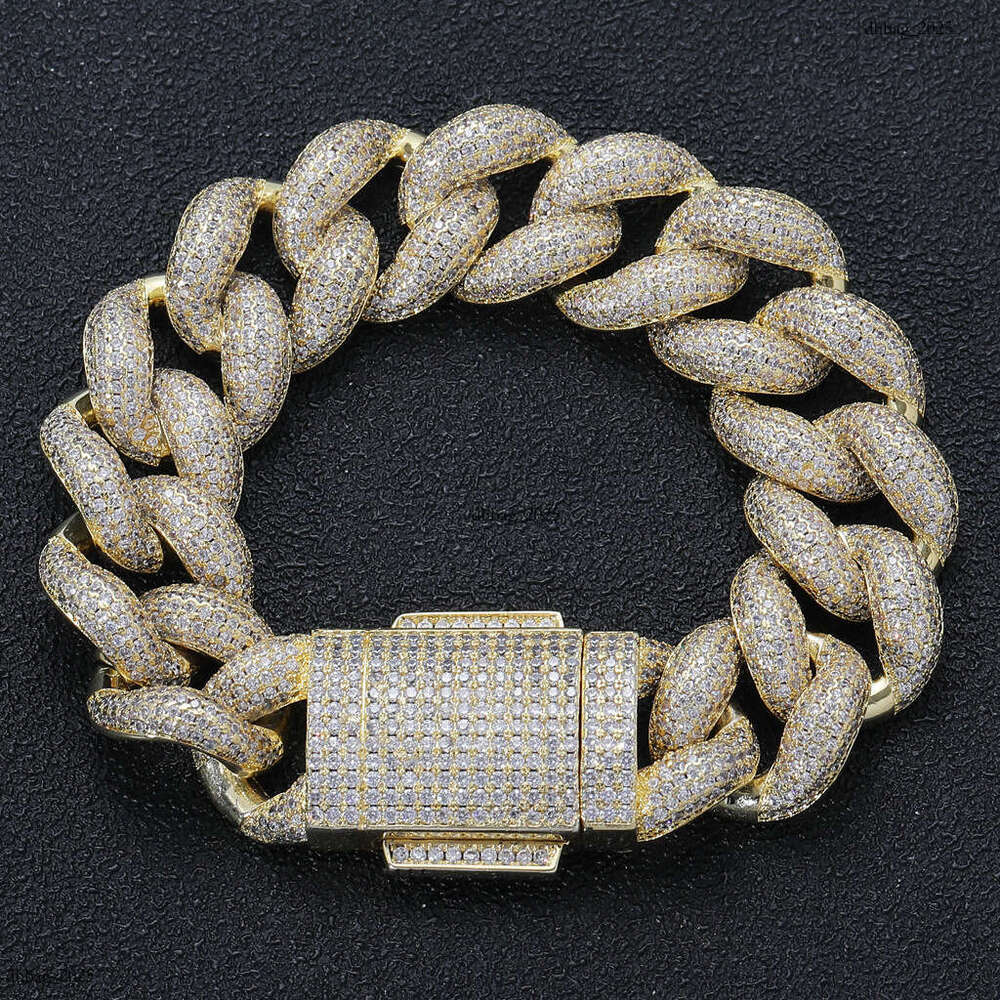 New Hip-Hop 18mm Encrypted Bubble Cuban Chain Spring Clasp Full Zircon Dominant Bracelet