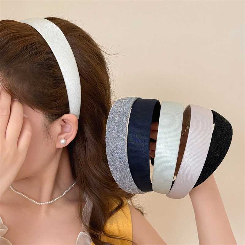 Shiny Glitter Fabric Band Wide Cross Flat Haiands Daily Heaear Sweet Simple Bands Wen Hair Accessories Y250809