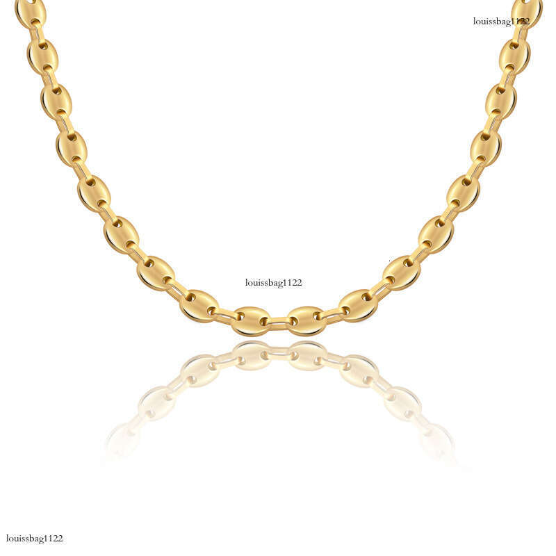 Stainless Button Hip-Hop Real Gold Plated Titanium Steel Necklace Unisex Clavicle Chain Choker
