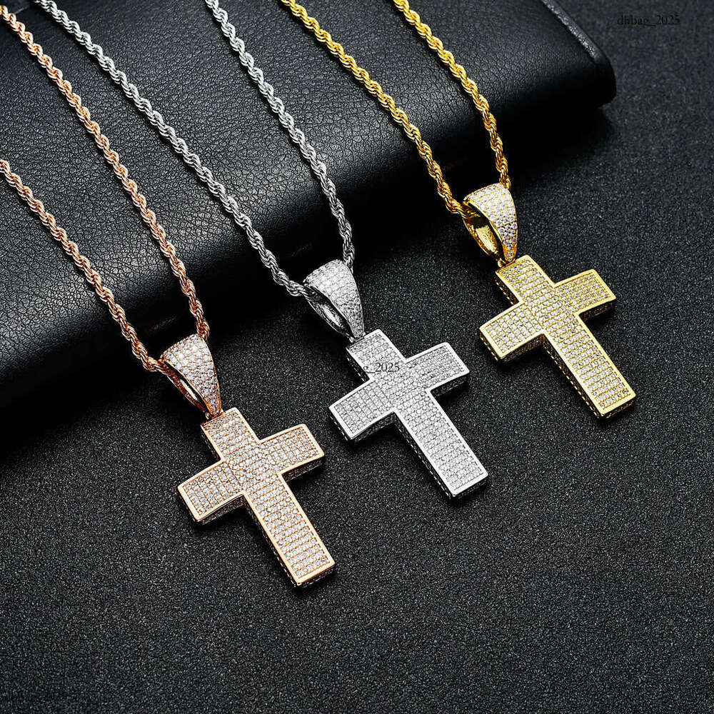 Street Dance Rap Accessories 5 Row Moissanite chain Cross Personality Unisex Hip Hop Pendant