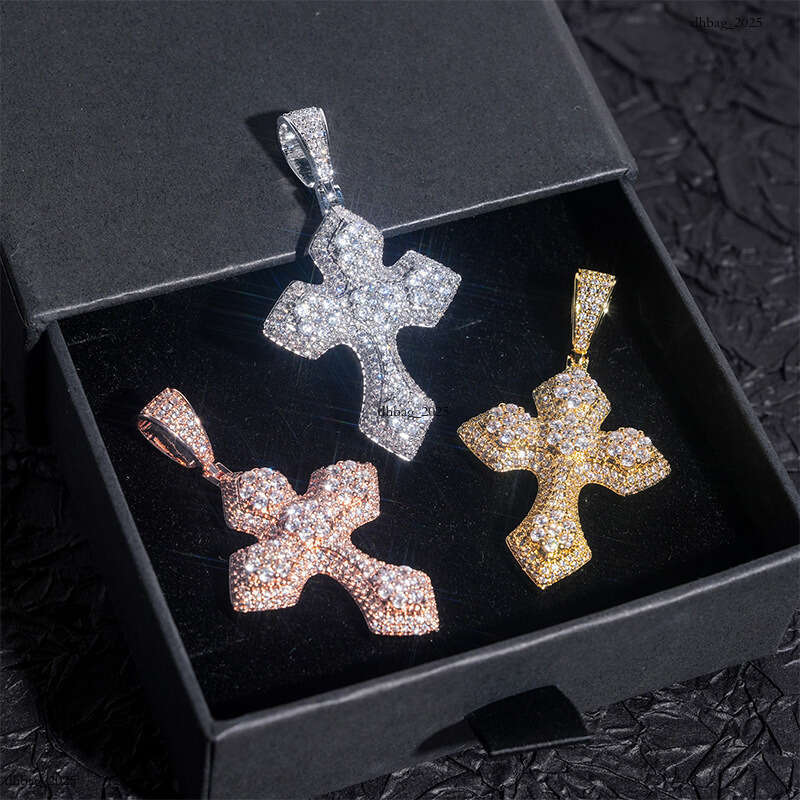Micro-inlaid Moissanite chain Cross Pendant Hip Hop Fashion Versatile Men's Necklace Accessory 111