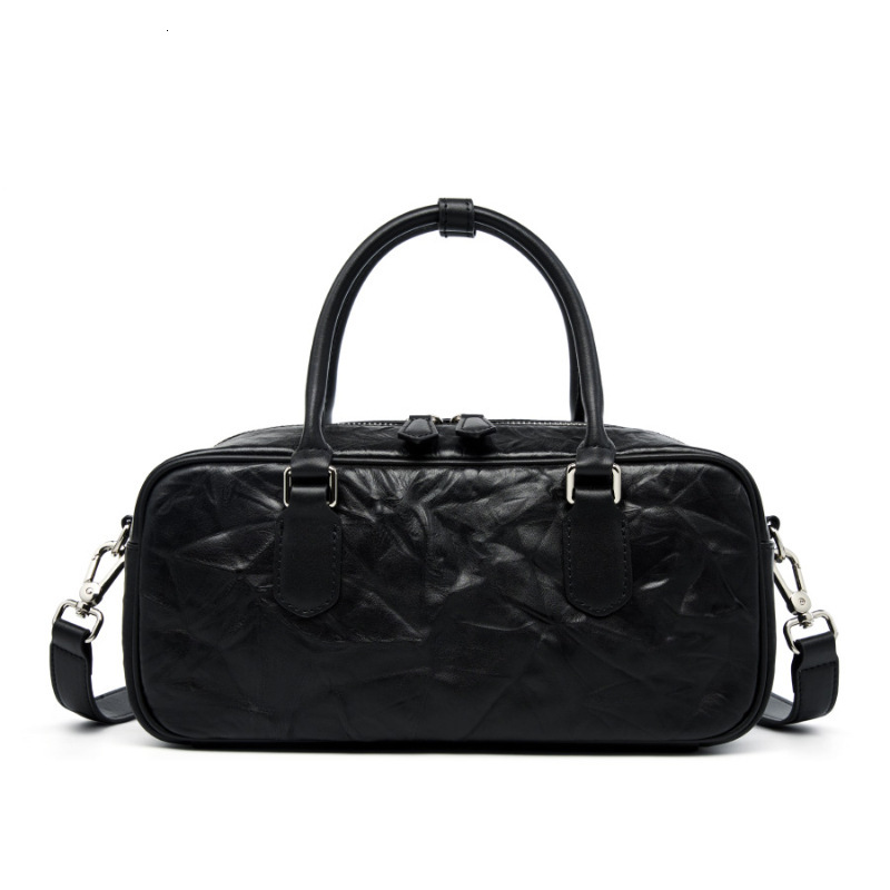 Genuine Leather Women's Autumn Winter New Niche Boston Bowling Handbag Commuter High-End Underarm Crossbody Bag