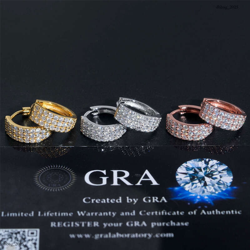 ICED OUT New Sier Moissanite D Color Unisex Fashion Simple Hoop Earrings