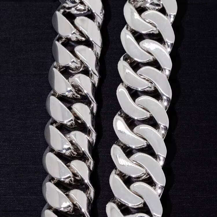 Simple Design Sterling Sier Gold Plated 8mm Wide Cuban Chain Bracelet Hip Hop Jewelry Necklace