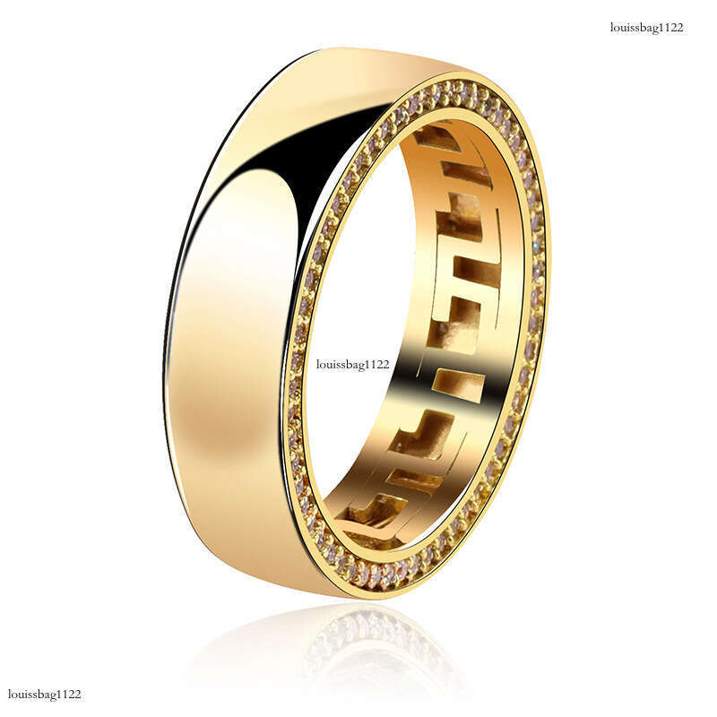 New S Silver Glossy Hip-Hop Ring Micro-Paved Zircon Unisex Couple Rings Gold Australian Jewelry