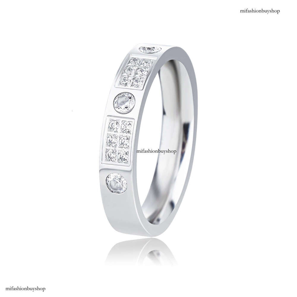 Minimalist Style Non-Fading Titanium Steel Inlaid Diamond Ring for Women INS Trendy Couple Rings