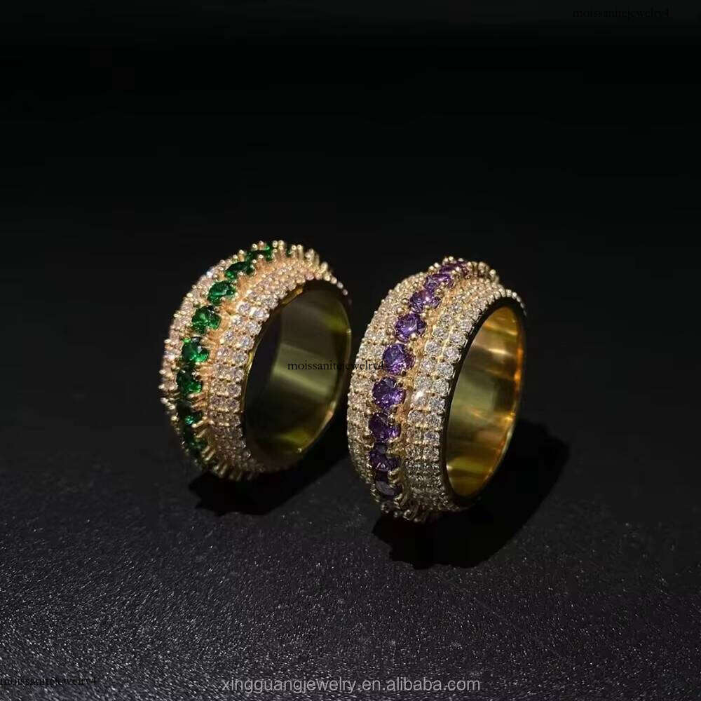 Hip Hop Gold Plated Champion Ring Full VVS Iced Out Moissanite Fancy Color S Sier Championship Rings for Men