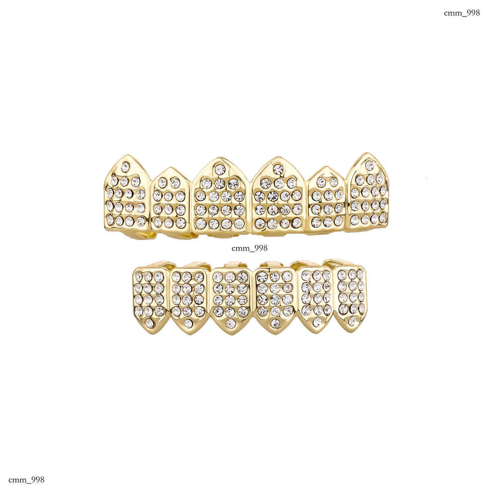 Hip Hop HIPHOP Full Dia Gold Teeth Set Trendy Rapper Personality Accessories Grillz