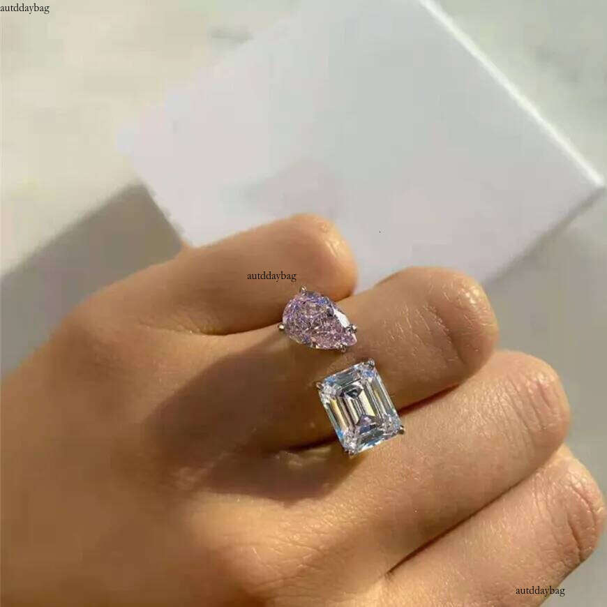 2025 Choucong Handmade Rings Simple Fashion Jewelry Sterling Sier Water Drop 5A Cubic Zircon CZ Dia Eternity Women Wedding Bridal Open Ring Gift