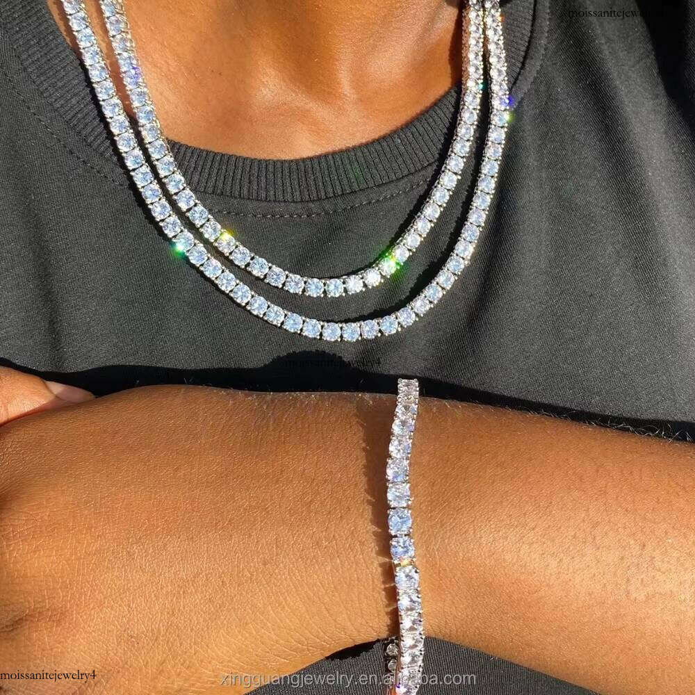 Fast Dispatch Gold Plated 2mm to 5mm S Sier Women Men Hip Hop Style Necklace VVS Moissanite Tennis Chain Jewelry