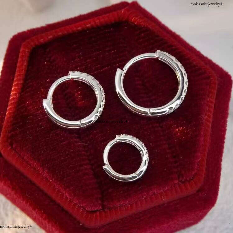 Fashion Jewelry Moissanite Dia Hoop Earring Cuff White Gold Plated Sterling Sier Earrings