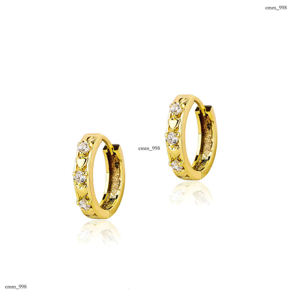 2023 New Heart Single Row Dia Stud for Women Dopamine Temperament Earrings Simple Versatile INS Style Ear Jewelry