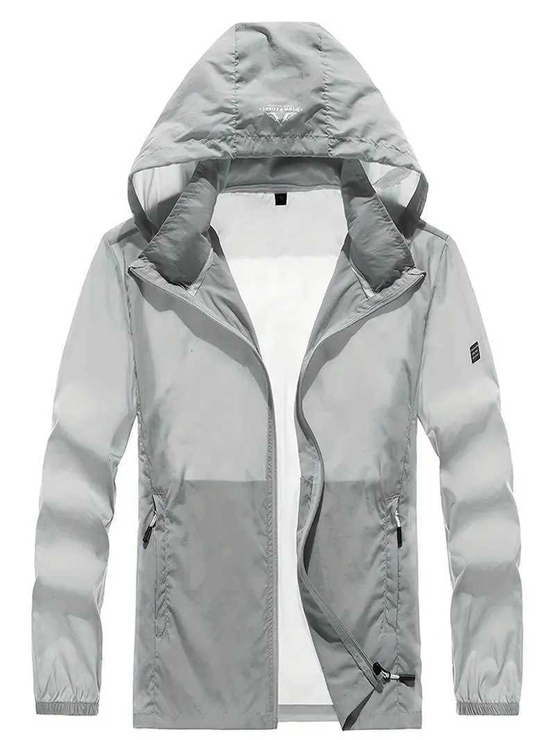 Mens Lightweight Breathable Sun Protection Jacket - Long Sleeve Hooded Outdoor Jacket for Running and Hiking Summer Casual Wear W250809