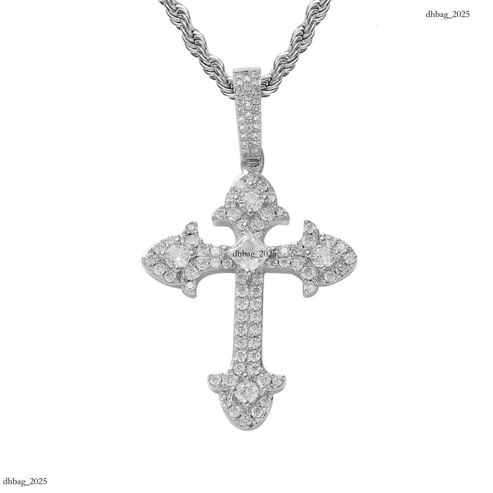 Men's Cross Pendant Purple Moissanite chain Personality Simple Trendy Brand Internet Celebrity Unisex Hip Hop Accessories
