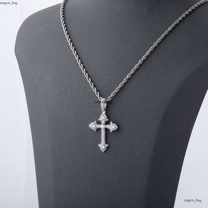 Unique Cross Pendant Full Moissanite chain Temu Necklace Jewelry