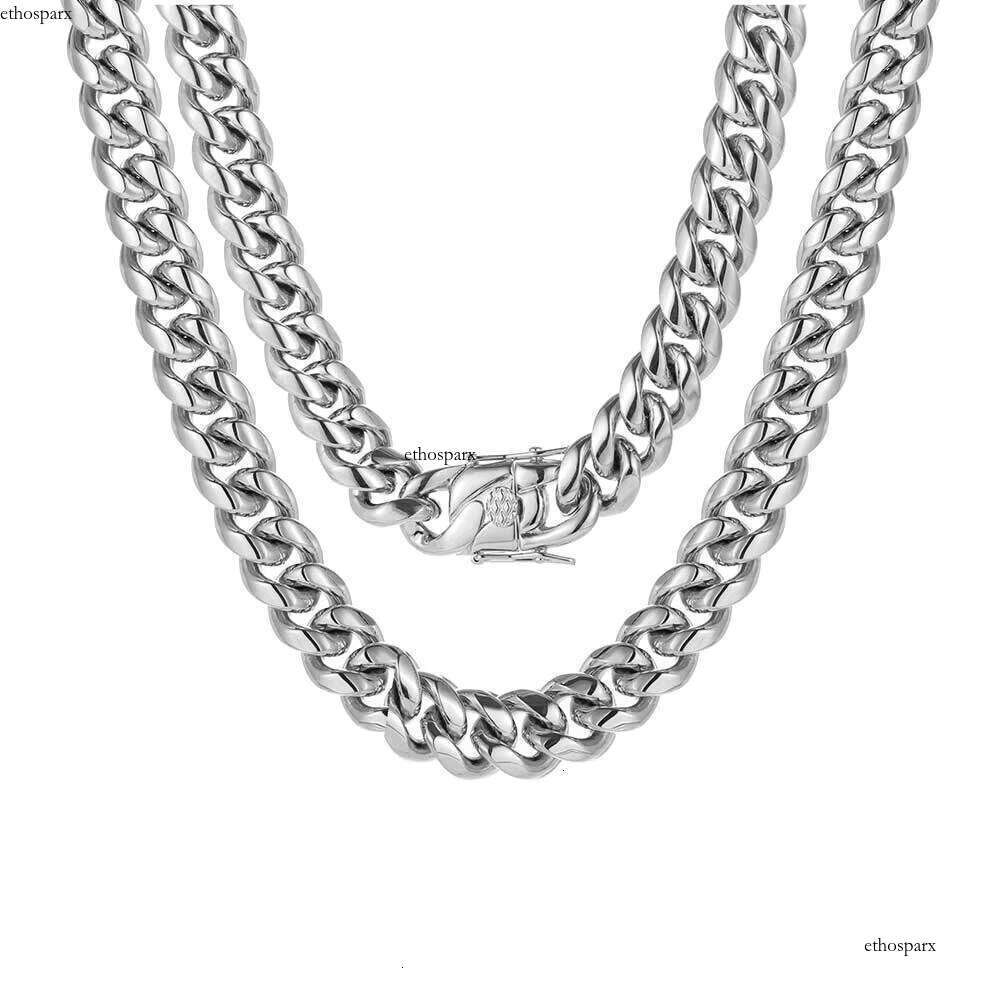 New High Polish Link Gold Plated Stainless Steel Necklace Miami Cuban Chain for Men
