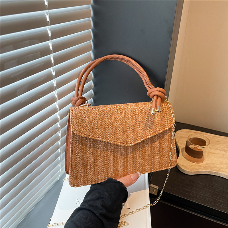 Autumn fashion new women's shoulder bag Korean style minimalist handbag grass woven small square crossbody autumn designer