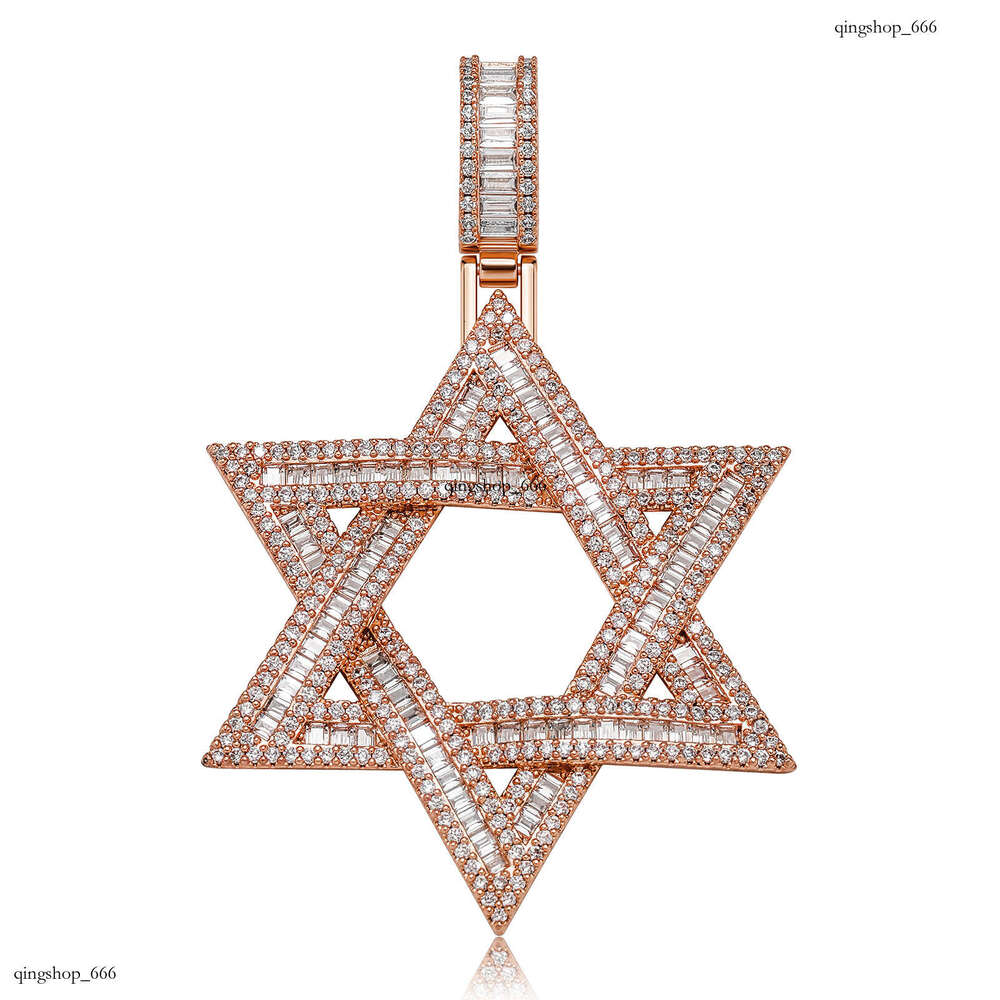 Ti Square Moissanite chain Hexagram Starry Sky Star of David Unisex Versatile Necklace Pendant