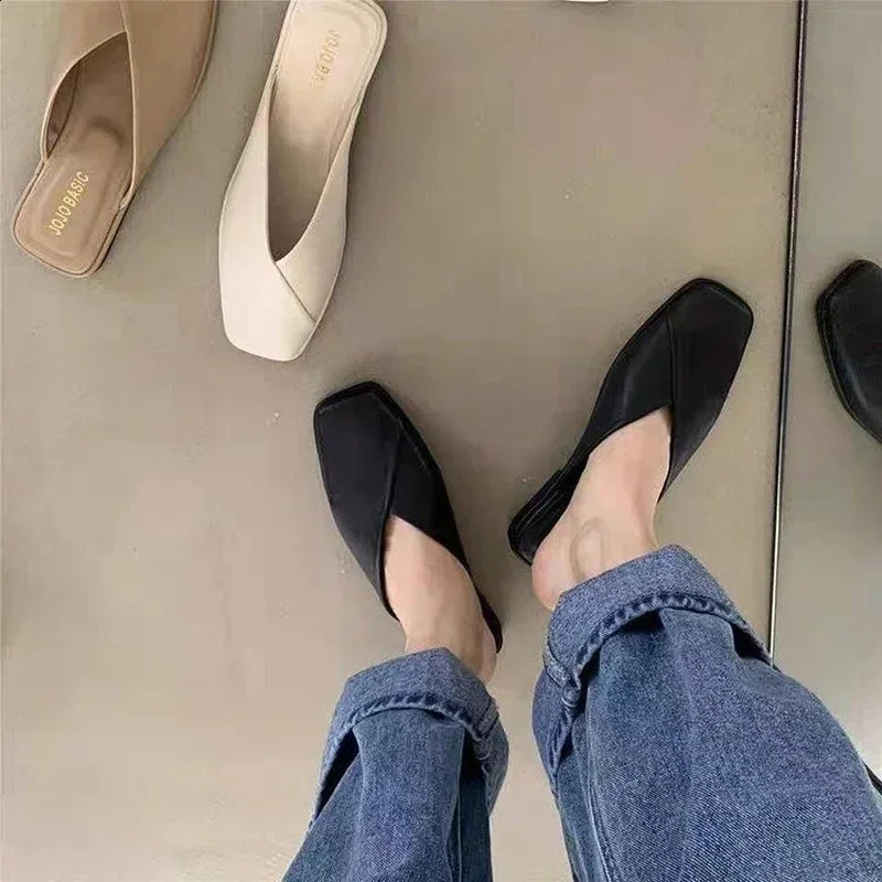 Sandals Female Slippers Women Fashion Flat Casual Mules Square Toe Sandals Women Flat Outdoor Walking Slides Zapatillas 250808
