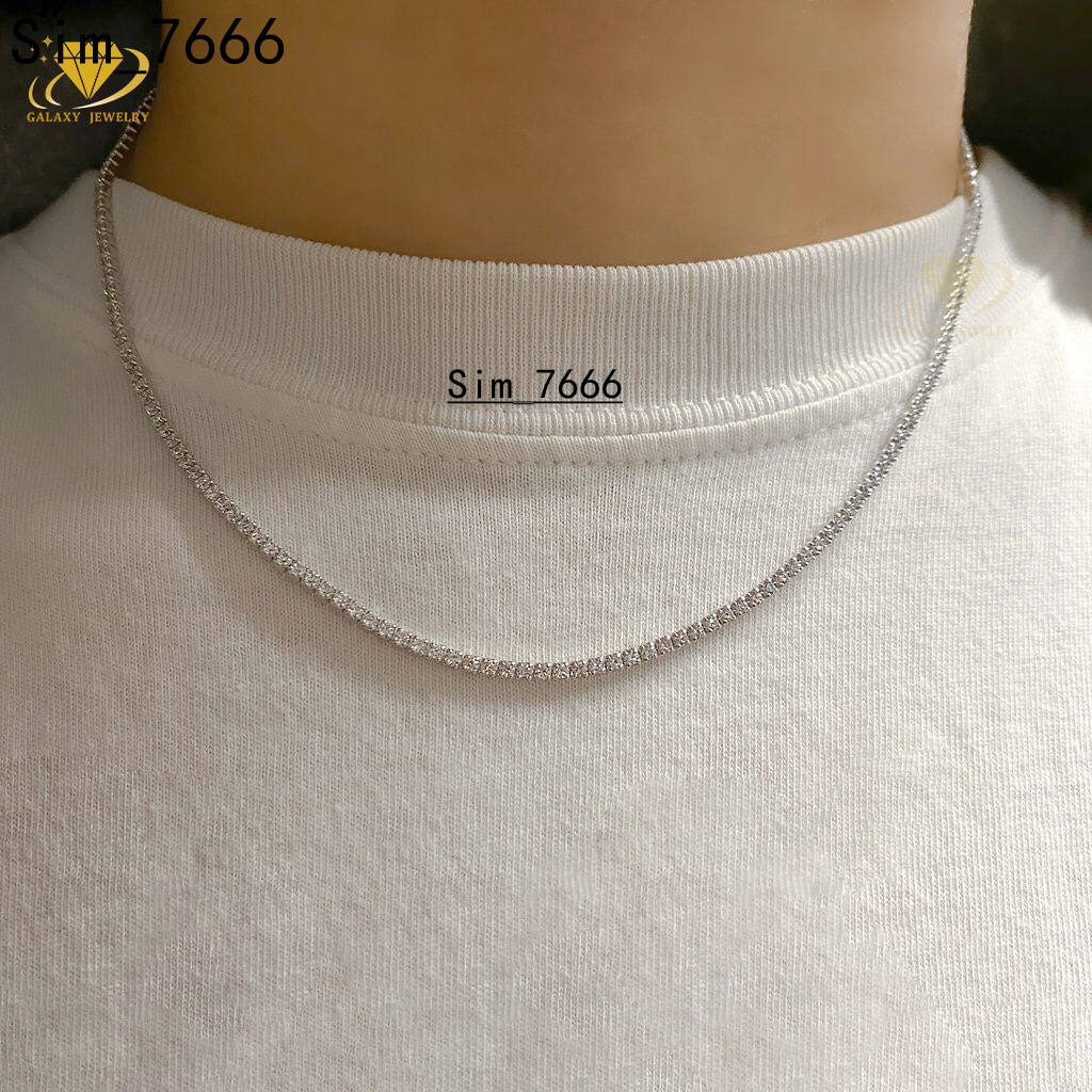 Fashion Jewelry 925 Sterling Silver 2mm Width Bling Moissanite Diamond Iced Out Tennis Chain Men Bracelet Women Necklace