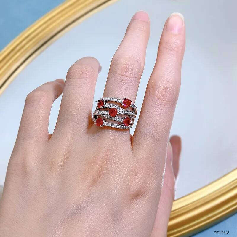 Choucong Cross Wedding Rings Jewelry Pure 100% Sterling Sier Round Cut Ruby Moissanite Dia Gemstones Party Eternity Women Finger Ring Gift