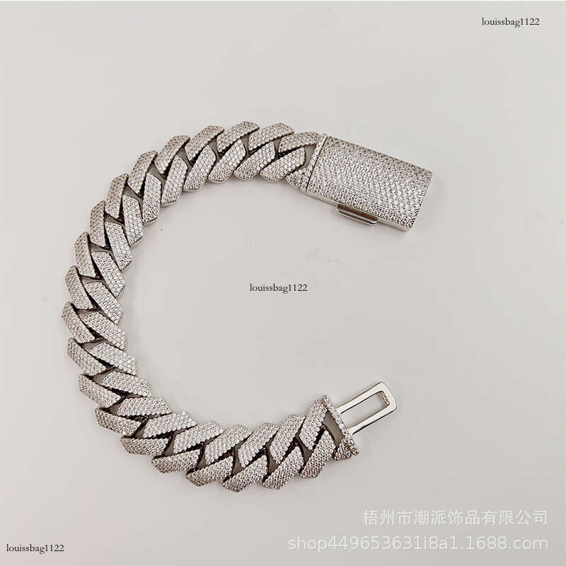18mm 4 Row Sterling Silver Micro Pave Moissanite chain Cuban Bracelet Necklace Hip Hop Men's Trendy Style