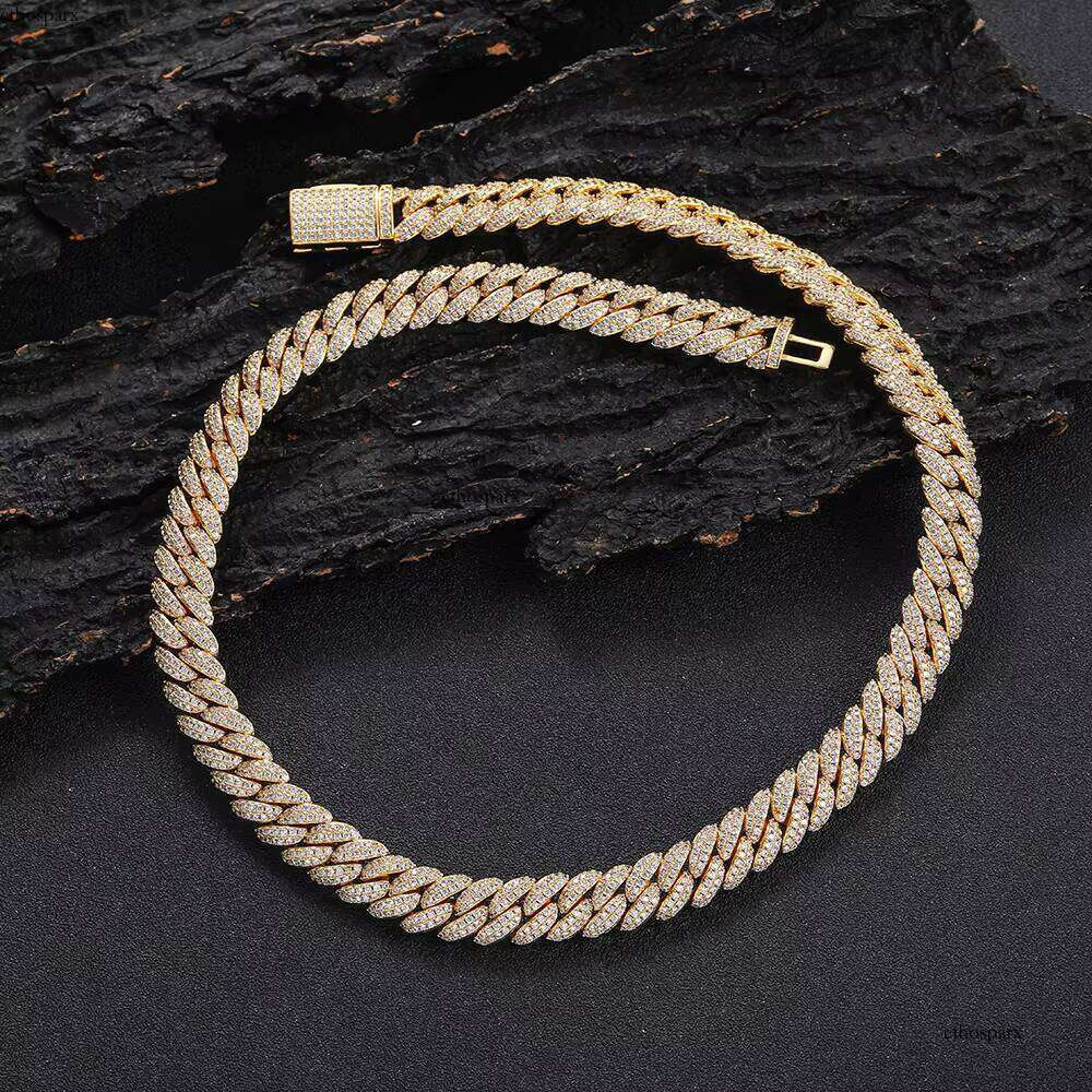 NUOYA Hip Hop Jewelry 10mm Gold Necklace CZ Zircon Miami Cuban Link Chain for Men Women Gift