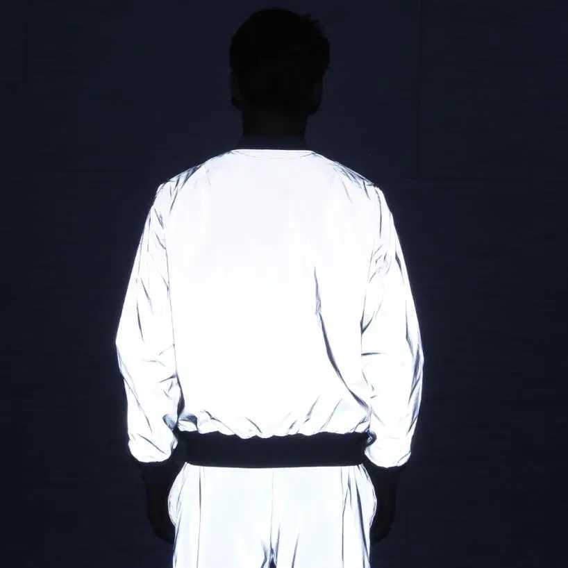 Autumn Winter Men Reflective Jacket Night Reflect Light Bomber Pilot Jackets Windbreaker Men Nightclub DJ Singer Stage Costume W250809