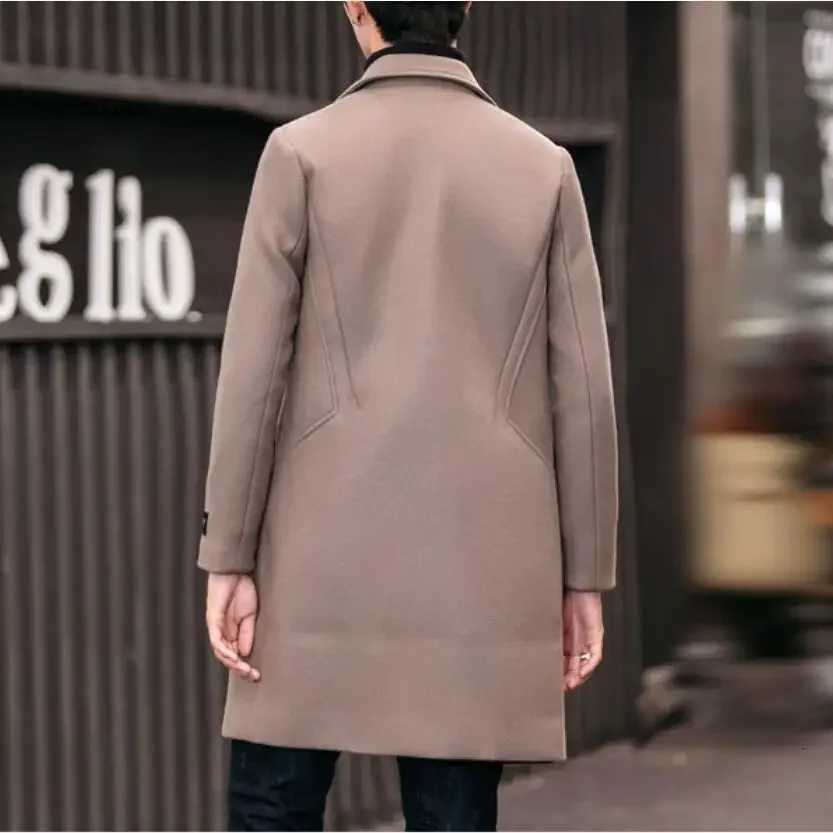 Fashion Men Wool Blends Mens Casual Business Trench Coat Mens Leisure Overcoat Male Punk Style Blends Dust Coats Jackets XJ250809