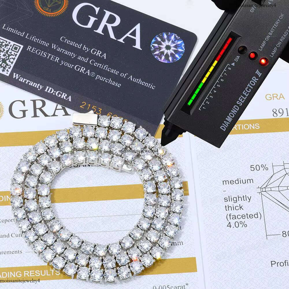 NUOYA Custom 3/4/5MM Moissanite Bracelet GRA Certificate D Color VVS Sterling Sier Tennis Chain Jewelry for Women