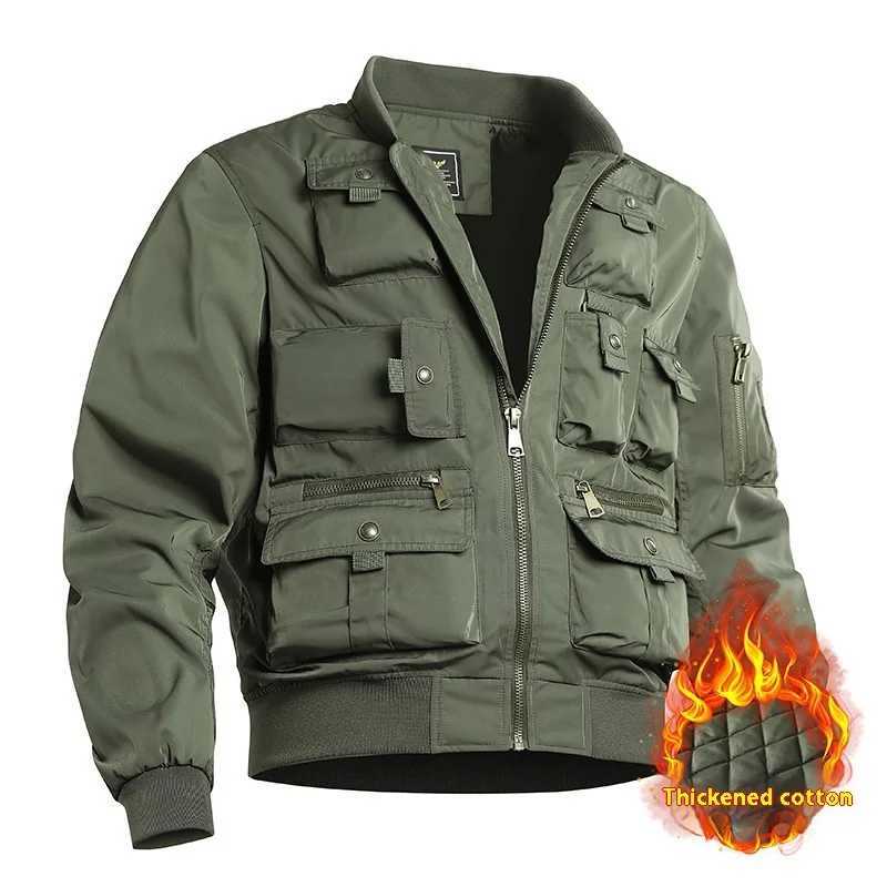 Multi Pocket Autumn and Winter Mens Trench Coat New Solid Color Loose Outdoor Fishing Overalls Mens Waterproof Sports Jacket W250809