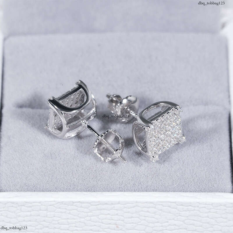 ICED OUT New Sier Inlaid Moissanite Earrings Hip Hop Ear Jewelry
