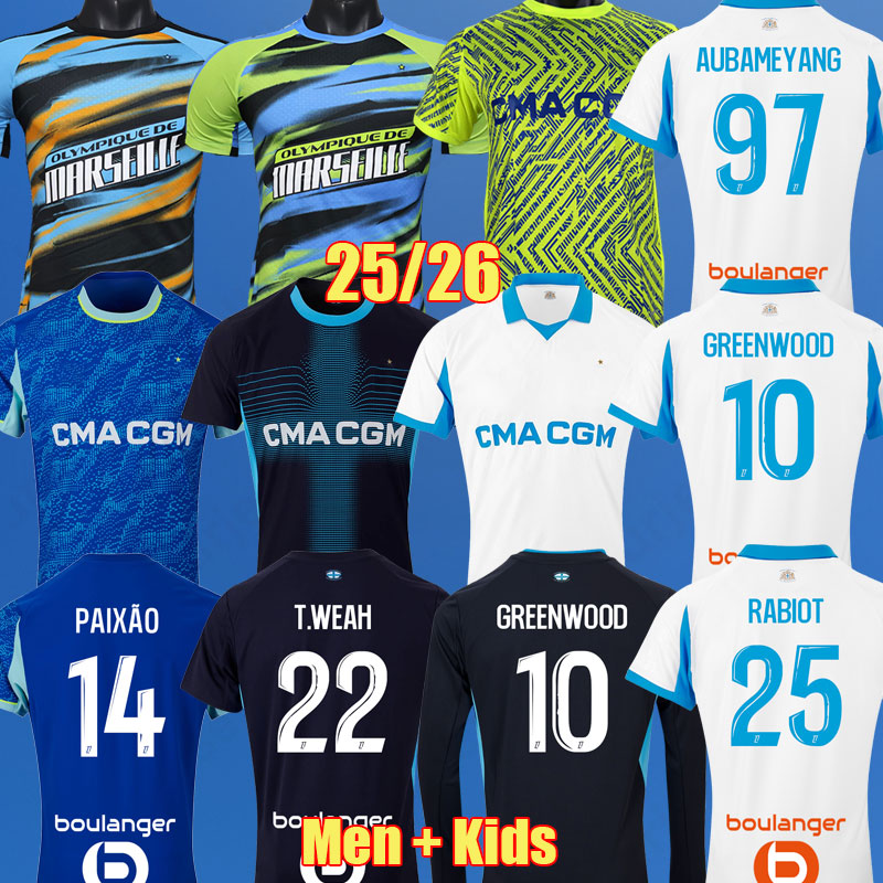 25 26 Marseile Maillot GREENWOOD HARIT GOUIRI special soccer jerseys 2025 2026 maillot foot OM ROWE RONGIER DEDIC MAUPAY RABIOT football shirts men kids Uniform