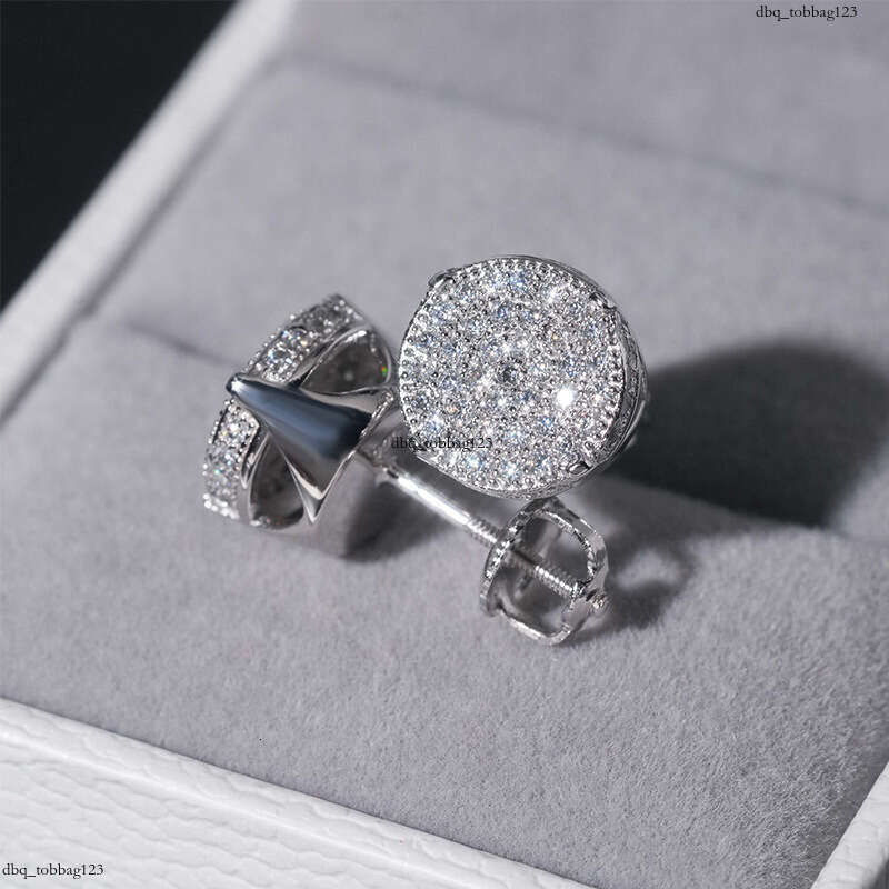 ICED OUT New Hip-Hop Moissanite Full Inlay Sier Plated Gold Unisex Versatile Earrings Accessories