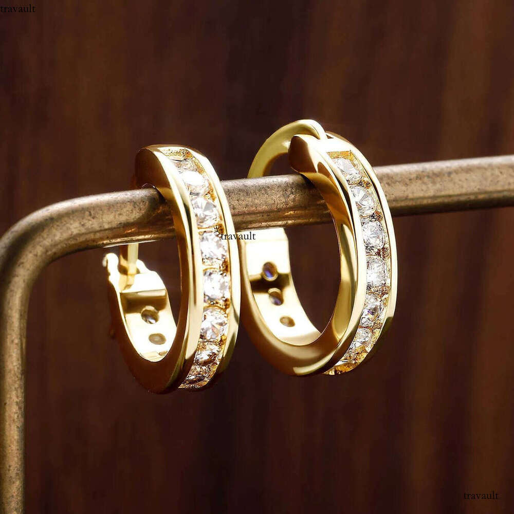 Mens Ins Trendy Ring Unisex Hip Hop Earrings Personalized Simple Dia Hie Hoop Earring Dangle Ear Rings Cute 14K Gold Bling Brincos