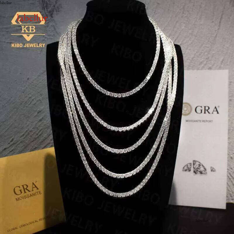 Jewelry Hip Hop Gold Plated Sterling Sier 3 4 5Mm VVS Cubic Zirconia Tennis Necklace Chain