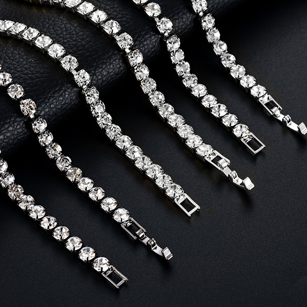 RINNTIN Fashion Jewelry 925 Sterling Silver Tennis Chain Bracelet Necklace Joyas De Plata Cadena Custom Tennis Bracelet