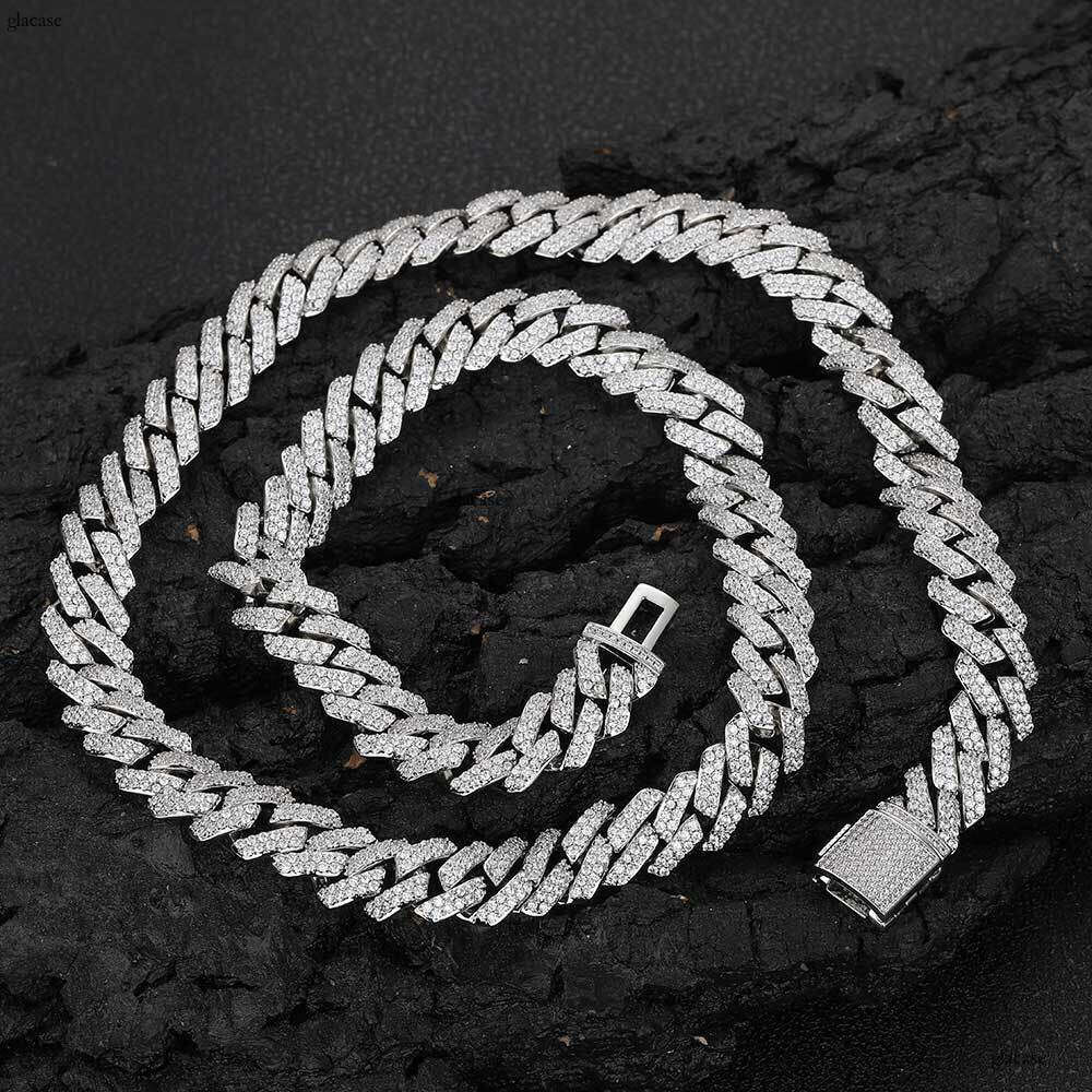 Moissanite chain 10mm Flip Clasp Full Dia Rhombus Cuban Chain Hip Hop Jewelry Men's Necklace