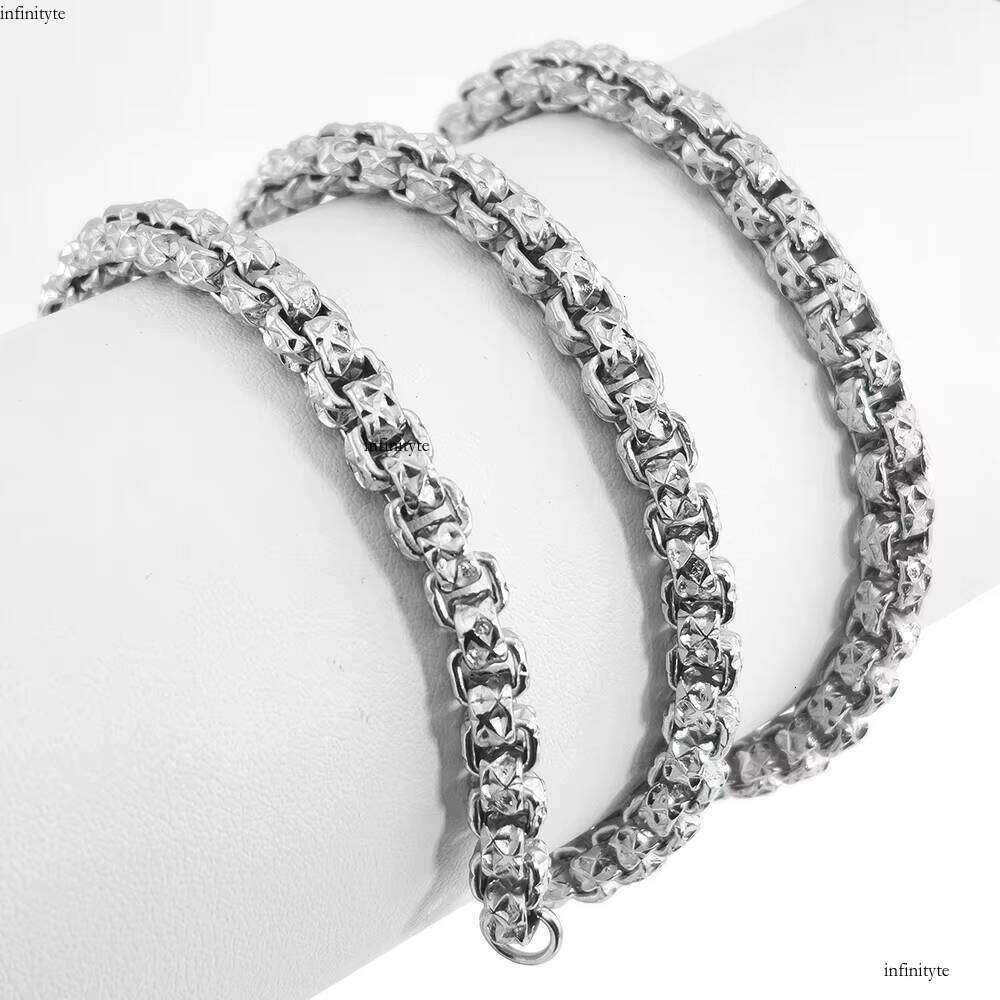 NUOYA 5MM New Fashionable Stainless Steel Emed Square Design Hip Hop Style Unisex Personalized Chain Bracelet