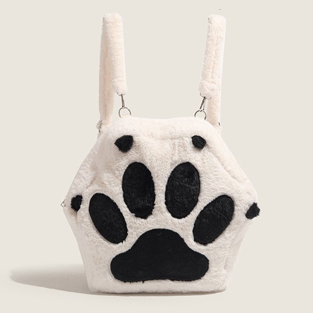 2025 Cute Cat Paw Plush Cartoon Backpack Girly Sweet ddmymoon
