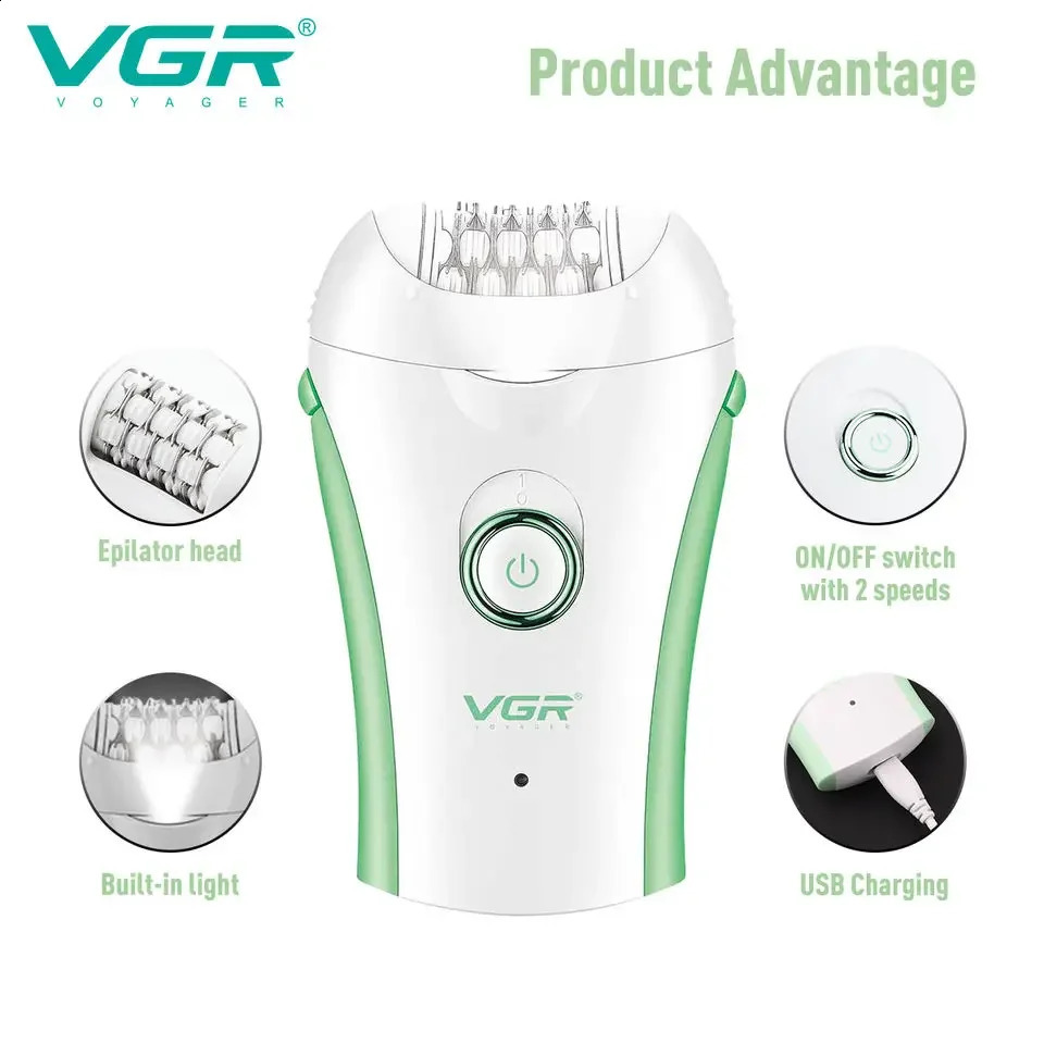 VGR Rechargeable Women Epilator Electric Female Epilator For Face Hair Removal Machine For Legs Body Bikini Hair Remover 250805