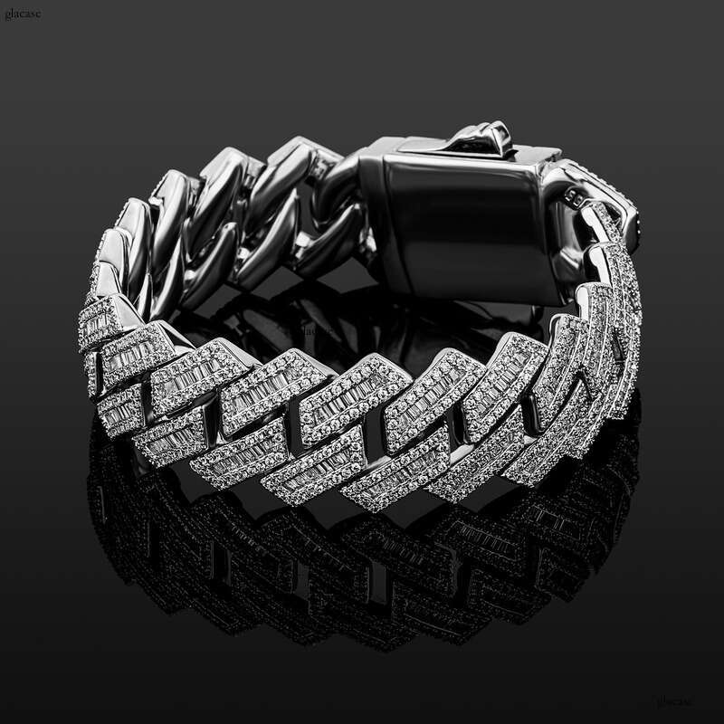 New 18MM Dia-Shaped Hip-Hop Spring Clasp Cuban Chain Necklace Bracelet Unisex Trendy Accessories