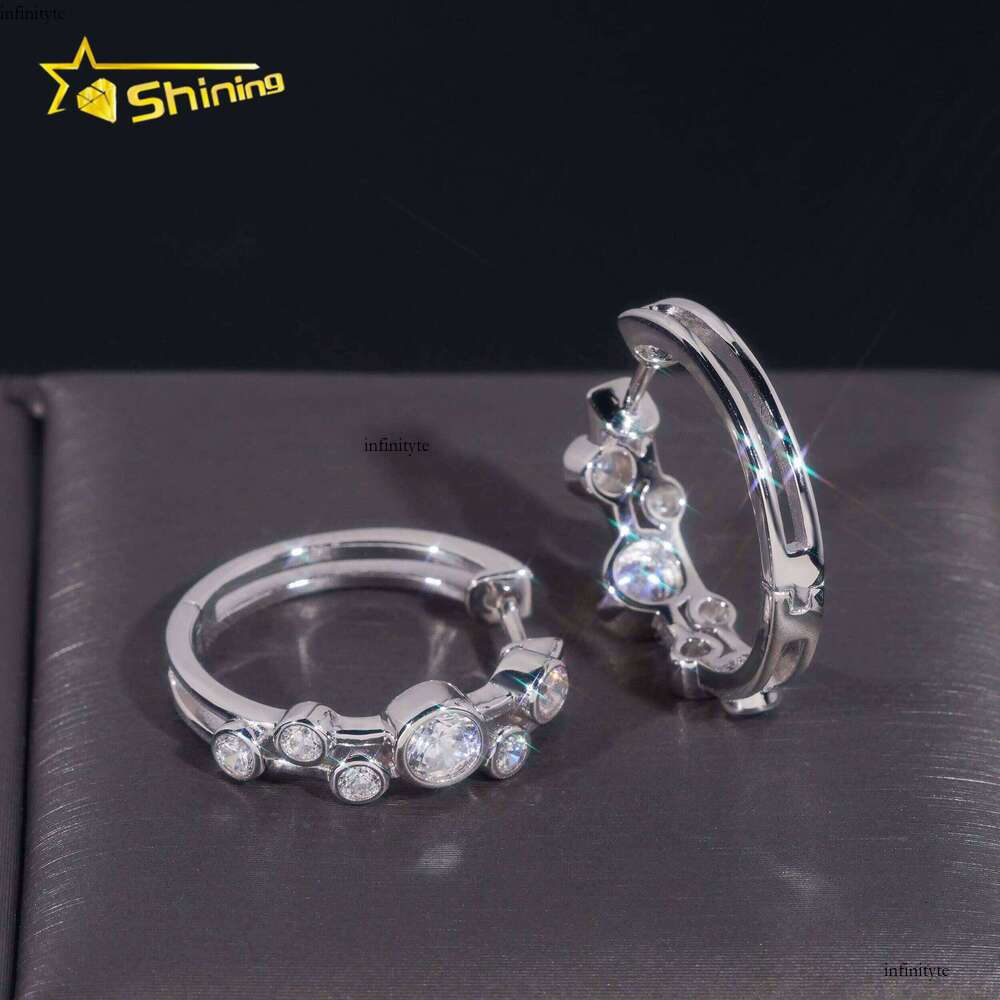 High Quality Hip Hop Jewelry Sterling Sier Gold Plated Iced Out Moissanite Hoop Fashion Stud Earrings With GRA