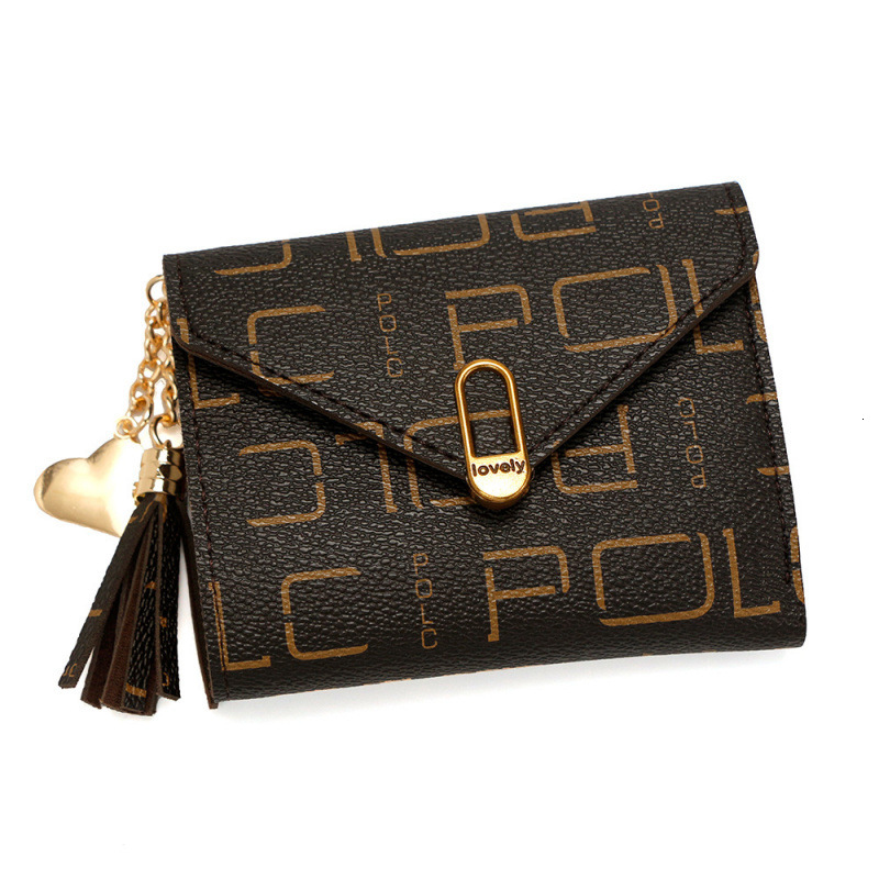 Trendy Letter Luxury Bag Tassel Women's Short Wallet Multi-card Slot Card Holder Small 70% Off ID Holder Women's Money Clip Women's Coi