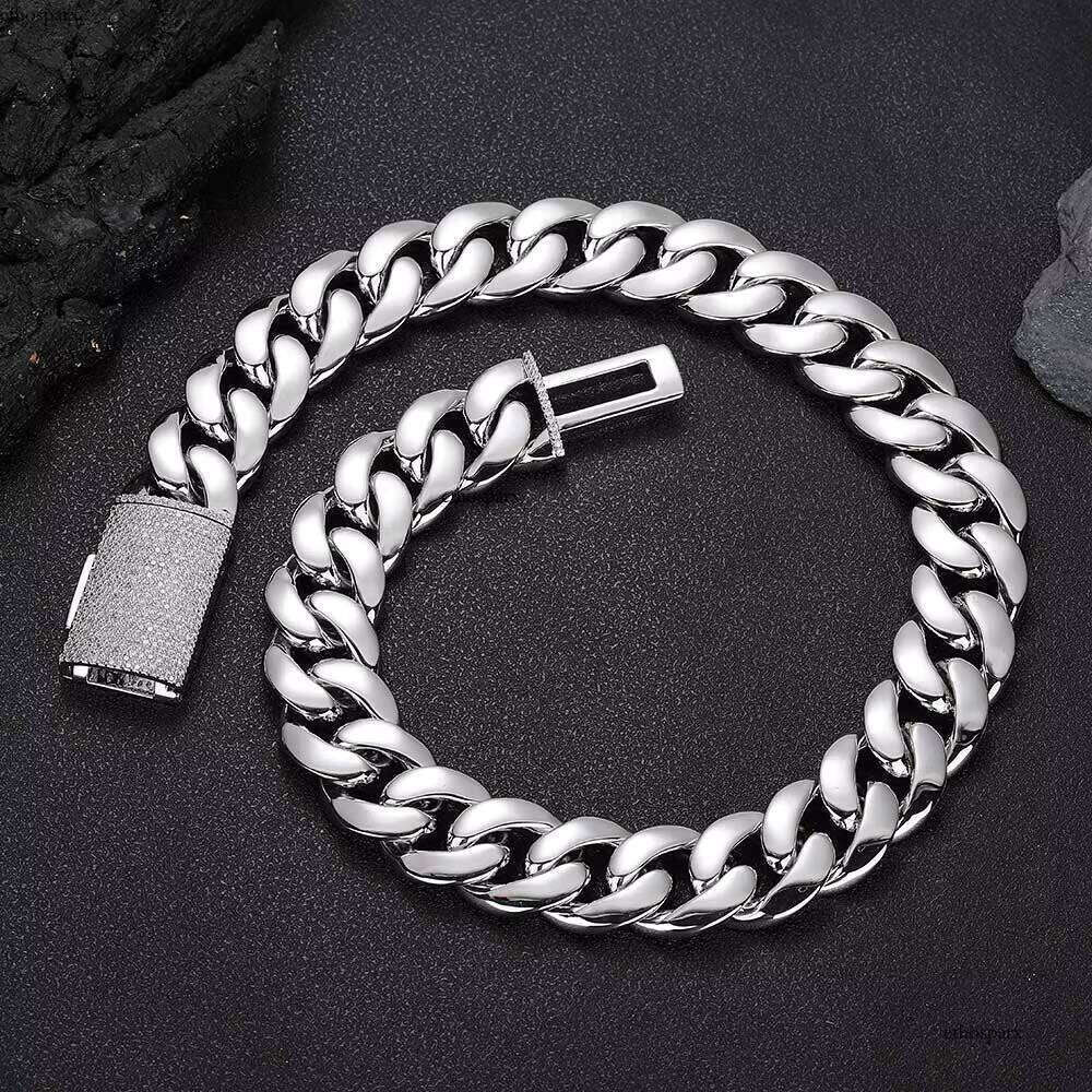 Unisex Hip Hop Jewelry Gold Plated Brass Link with Dia Clasp Heavy Miami Cuban Chain Necklace for Gifts